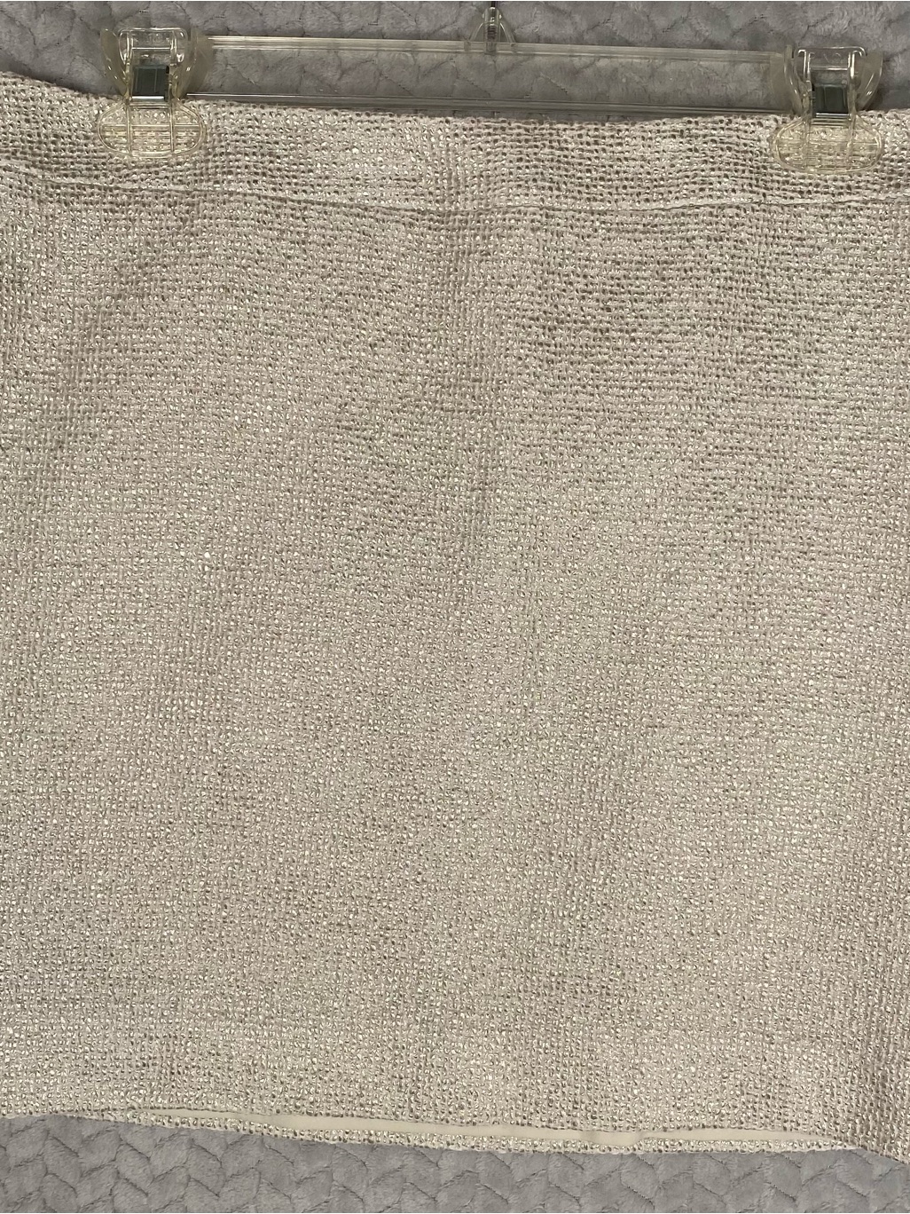 Banana Republic Metallic Tweed Mini Skirt Sz 12 Cream Silver Gold Shim Holiday
